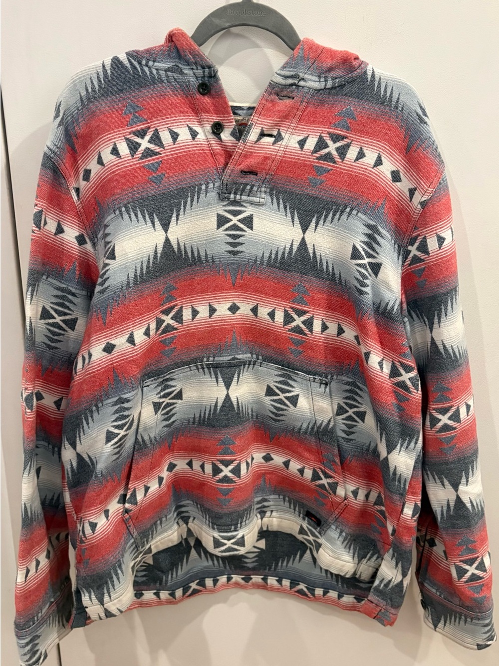 Faherty Red, Navy & Cream Southwestern Hoodie
